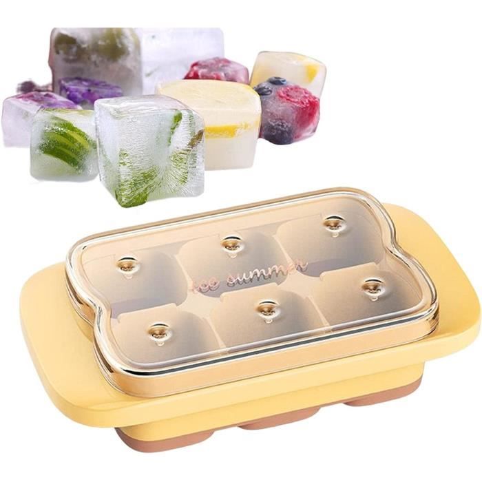 Moule à Glaçons Transparent Kidia Ice Clear - 8 Cubes 5x5x5cm | Silicone Alimentaire Avec Couvercle