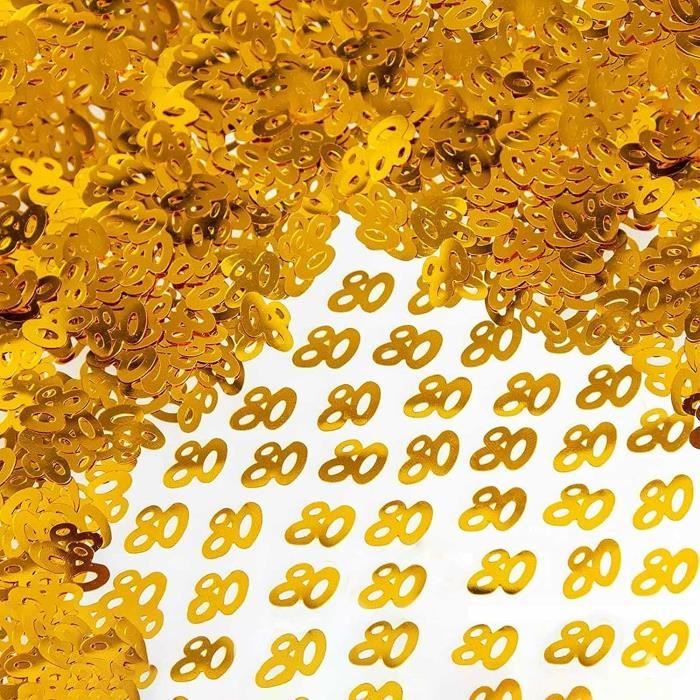 1000Pcs Confettis Anniversaire 80 Ans, Confettis Or Confettis 80