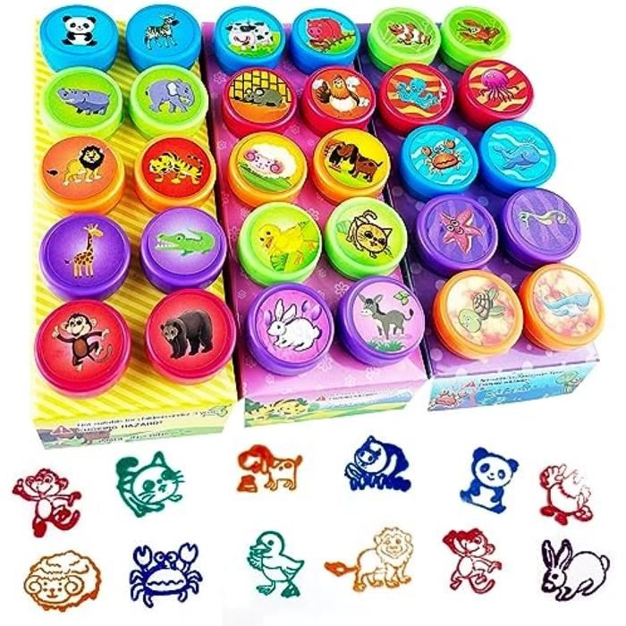 30 Pcs Multicolore Tampons Auto-Encreurs Enfants,Animaux Coffret tampon,encreur  enfant Motif animalier - Cdiscount Jeux - Jouets