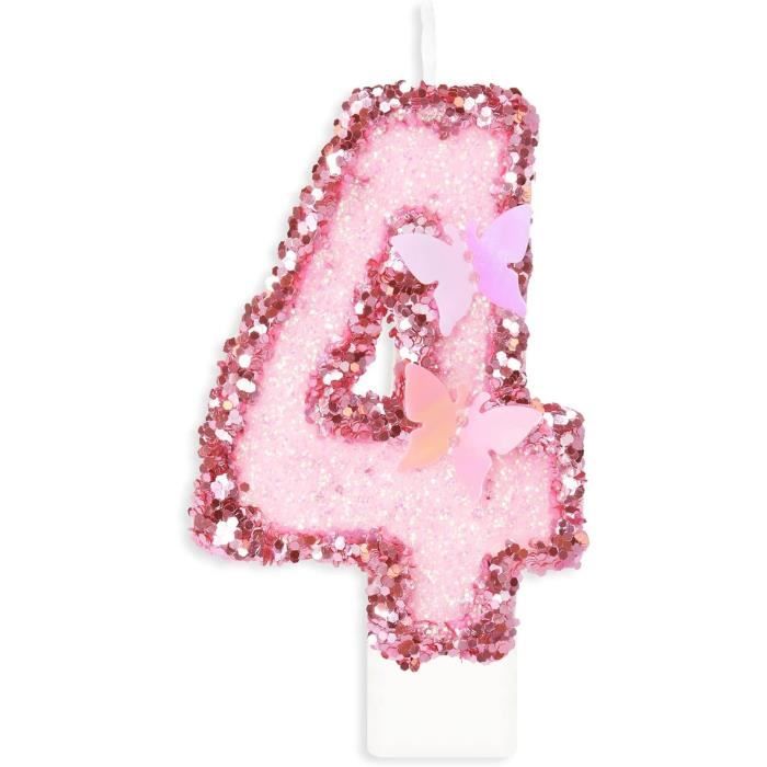 Bougie Anniversaire Chiffre 4 Or rose : Bougies or rose sur