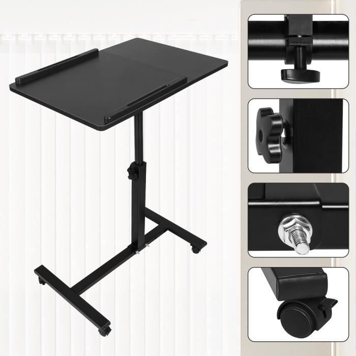 Bureau dordinateur - AGNESG - TABLE DAPPOINT - Élégant - Noir - Hauteur réglable