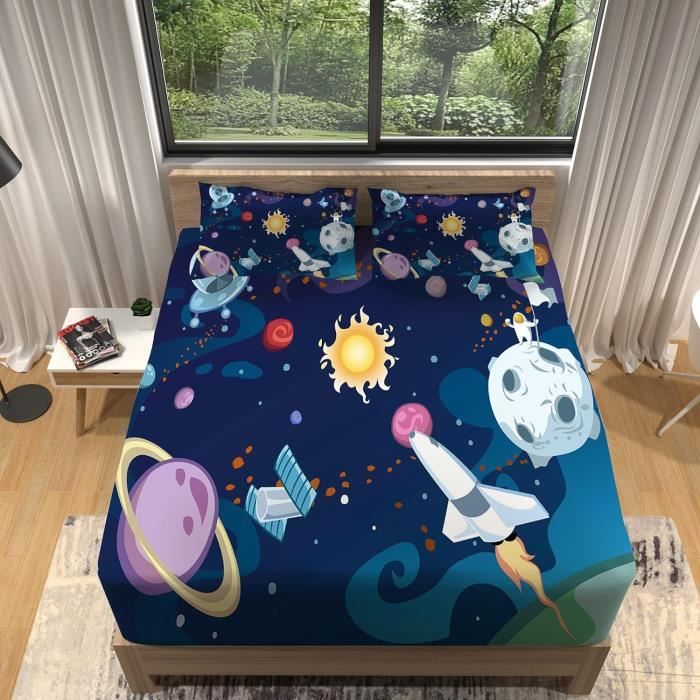 Draps Housse 160x200 Chat Mignon - Microfibre Douce, Poche Profonde 30 Cm, 2 Taies D'Oreiller, Motif 3D Enfant/Adulte