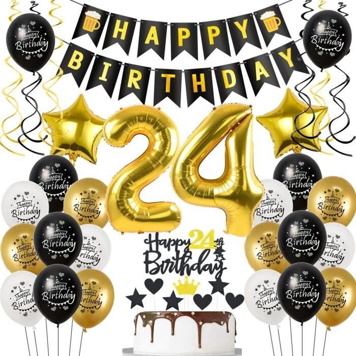 Décoration Anniversaire 34 Ans Noir Et Or | Ballons, Bannières - Pour Homme Ou Femme
