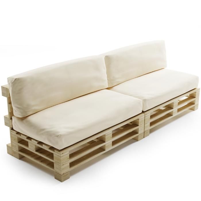 Coussins Palette Déhoussable Imperméable - LOT X2 - Bananair - Beige Fabriqué en France Coussins Palette Déhoussable Imperméable - LOT X2 - Bananair - Beige Fabriqué en France