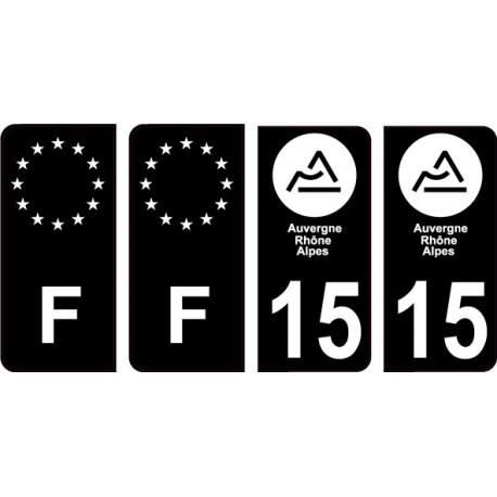 4 Autocollants 2 paires Stickers style Auto Plaque Black Edition noir F 60
