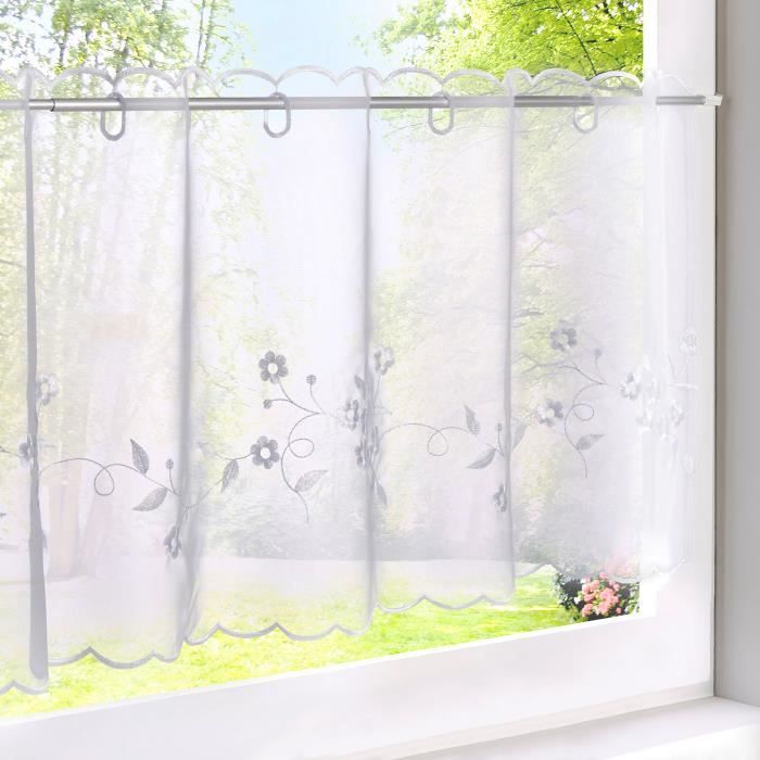 1Pc Rideau Brise-bise Photique HxL-45x90CM Blanc Broderie ...