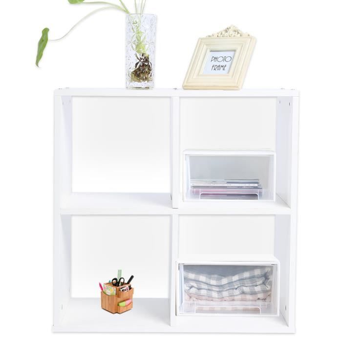 Meuble De Rangement Bibliotheque Etagere De 4 Casiers Blanc