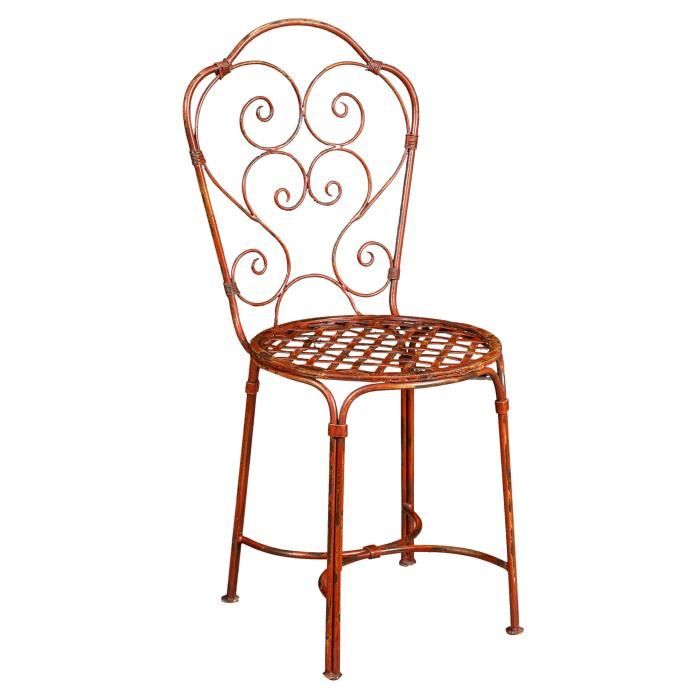 chaise de salle à manger de jardin en fer forgé rouge antique - f1509-3