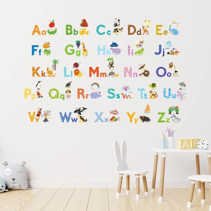 DECOWALL DS-8034 Aquarelle Dinosaure (Ver Anglais) (Petit) Autocollants Muraux Mural Stickers Chambre Enfants Garderie Salon Wall Adhsif Maison Dcalcomanies