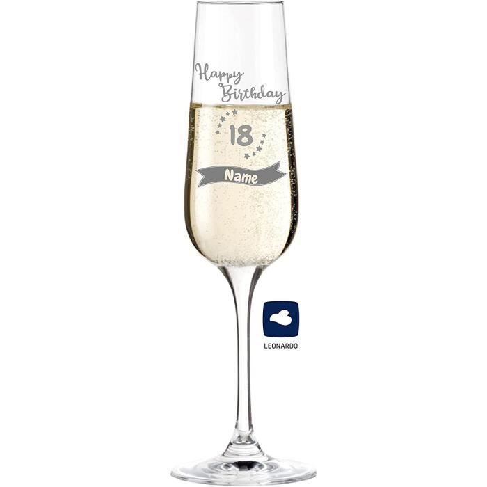 AJWLeonardo Flûte à champagne avec gravure personnalisée pour 18ème