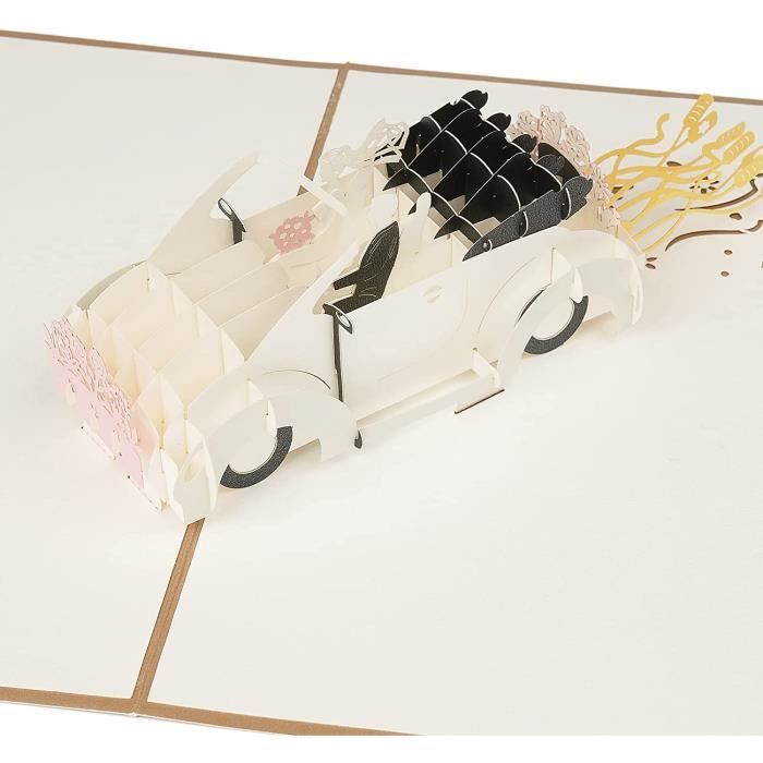 Cadeau Mariage Carte 3D Carte Mariage Pop-up 3D Dorée - Cadeau Romantique Avec Enveloppe Carte Félicitations Mariage Main Enveloppe Dorée