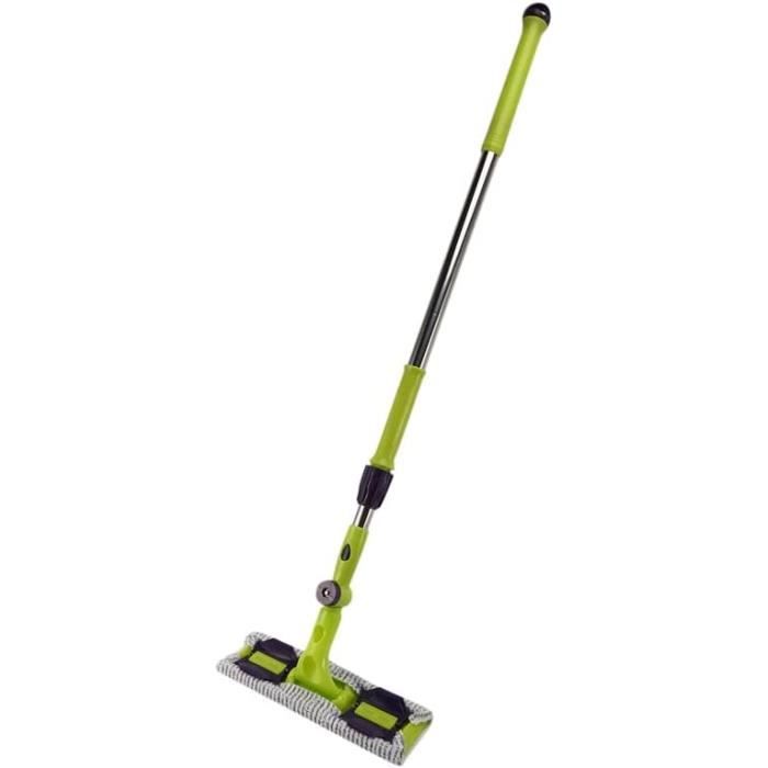 Balai Nettoyeur Mural Et Plafond Télescopique 193 Cm - 8 Tampons Microfibre, Raclette, Tête Pivotante