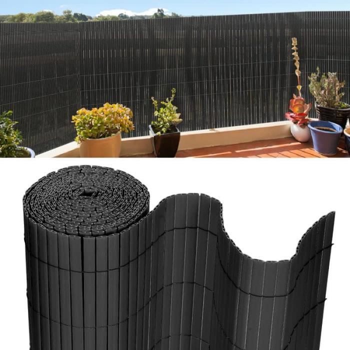 Canisse Brise-vue PVC 180x600cm - Renforcée 3 Poids - Pour Jardin, Balcon, Piscine - Résistant Intempéries - Bambou