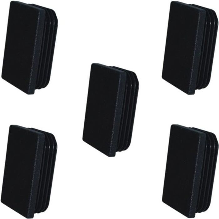 Lot de 3 embouts bouchons noirs PVC pour tube 100x50 mm rectangulaires ailette Lot de 3 embouts bouchons noirs PVC pour tube 100x50 mm rectangulaires ailette