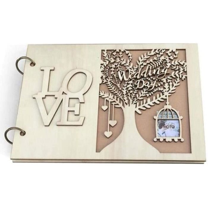 Livre D'or Alternatif En Bois Cœur Rustique GORGECRAFT - Pour Mariage, Anniversaire, Baptême - Panneau à Messages Avec Accessoires