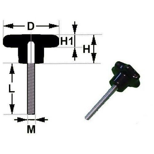 Poignée étoile / Croisée 50 Mm - Filetage M6 M8 M10, Longueur 15-100 Mm, Plastique Et Acier