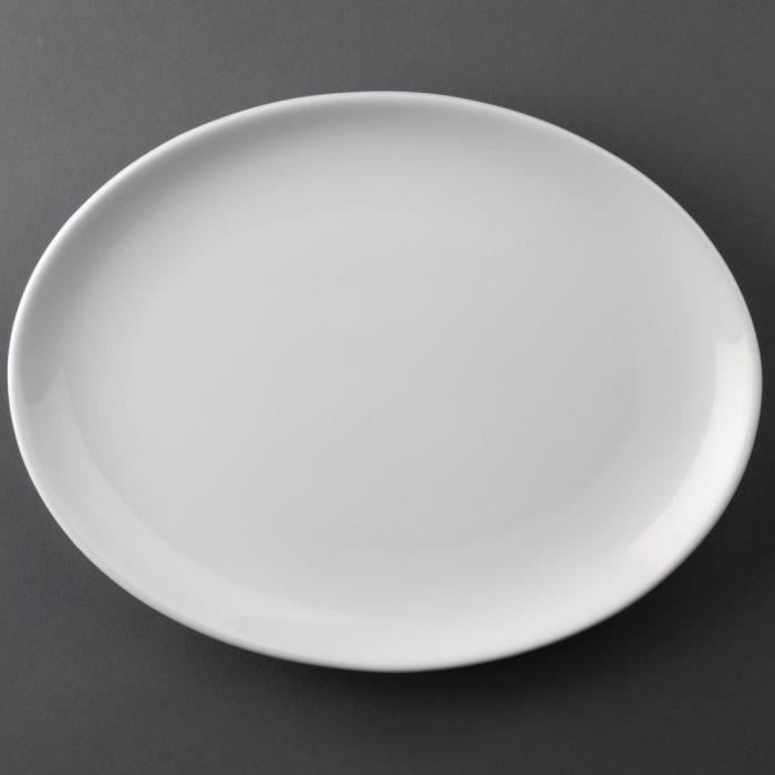 Assiettes creuses ovales - OLYMPIA - Athena Hotelware - 254×197 mm - Porcelaine - Lot de 12