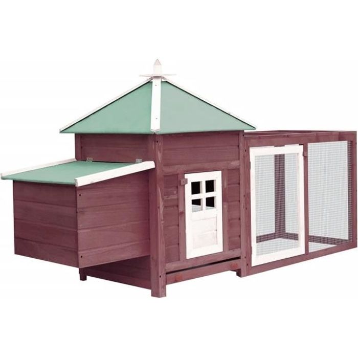MAGIC Poulailler 6-8 poules Poul Poulailler Clapier Enclos dextérieur avec nichoir Moka 193x68x104 cm Bois de sapin massif®ONKVXU®