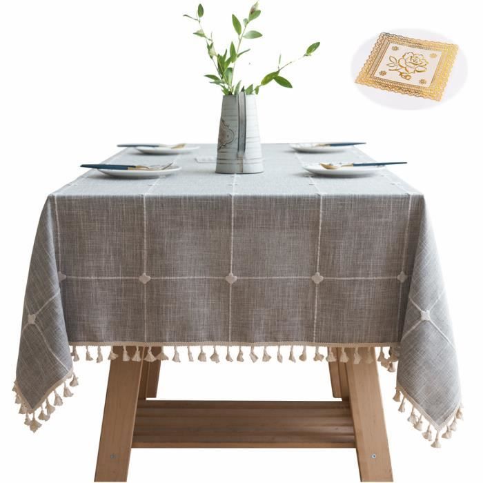 JupVierge Nappe Rectangulaire Anti Tache avec un coussin de tasse, Lavable  Tissu Table a Manger Cuisine / Picnic (Grises-140x200CM ) - Cdiscount Maison