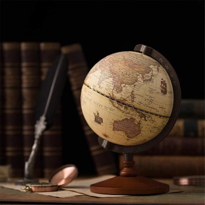 doré Lesser & Pavey Globe terrestre Rotatif Vintage avec Support en métal pour Bureau Doré et Noir 19 cm 