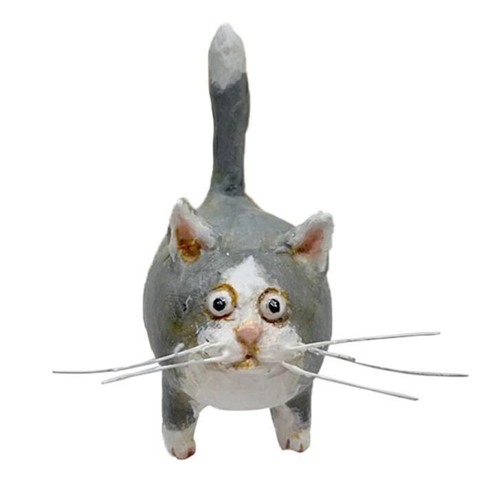 2 pièces Mini figurine de chat en résine pour décoration maison ou