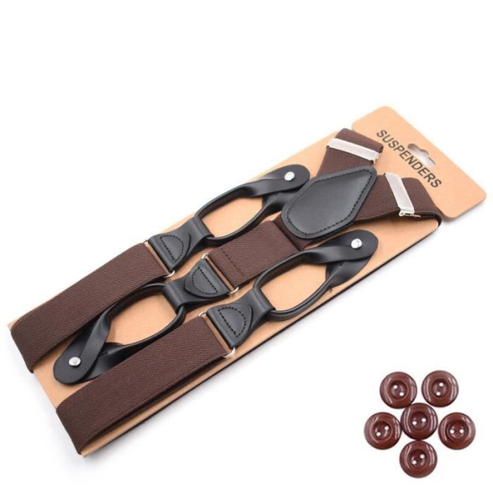 Bretelles Homme Cuir Élastique Boutons Y – Élégantes Formelles DiBanGu Multi-couleurs