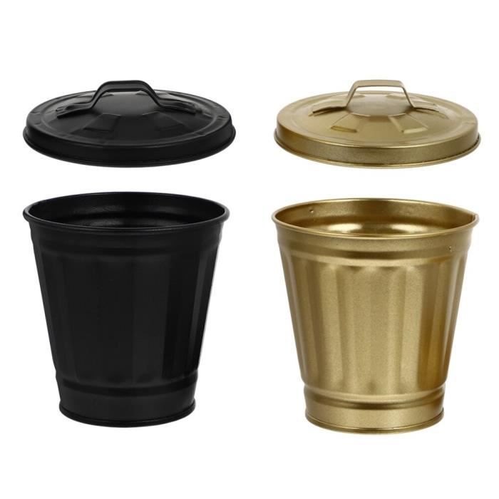 Poubelle,Mini poubelle de table 2 pièces, pot de rangement de cuisine avec  couvercle, pot de fleurs décoratif - Type Golden Black - Cdiscount Maison