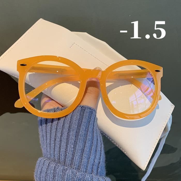 ORANGE 1.5 Lunettes De Myopie Monture Respirante Pour Hommes Et Femmes Lunettes Rondes Noires Lunettes