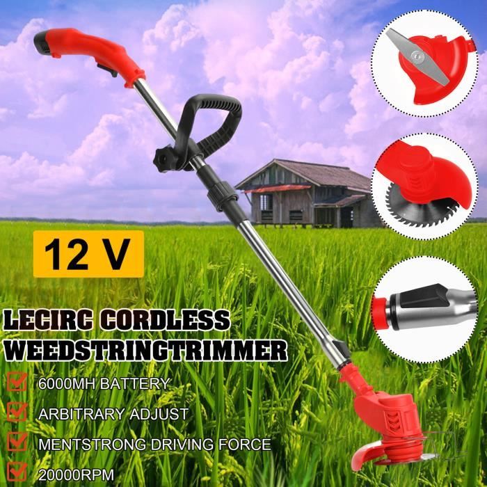 Coupe-bordures Sans Fil WONET 2 Batteries - Poignée Rotative Manche Télescopique Avance Fil Auto