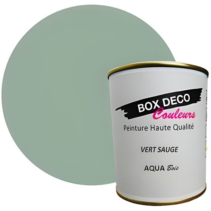 PEINTURE Teinte Vert Sauge meuble bois intérieur à base d acrylique aspect velours-satin Aqua Bois - 750 ml - 9m