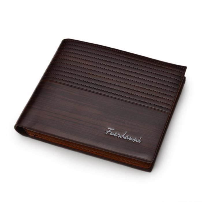 Portefeuille marron pliable avec RFID, compact et pratique