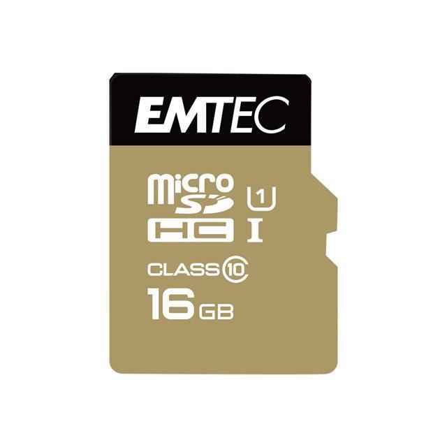 Carte mémoire flash - EMTEC - Micro SD 16 Go - Classe 10 - Vitesse de lecture jusqu'à 85 Mo/s