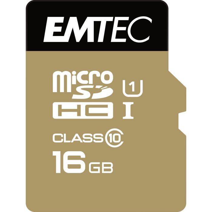 Carte mémoire flash - EMTEC - Micro SD 16 Go - Classe 10 - Vitesse de lecture jusquà 85 Mo/s