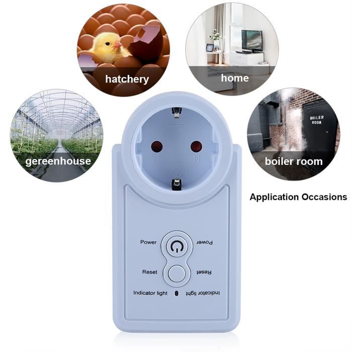 Thermostat Prise ChiliTec ST50 - Contrôle Chauffage/cooling, Sonde Externe 1.9m, 230V 16A 3500W, Réglable 5-30°C
