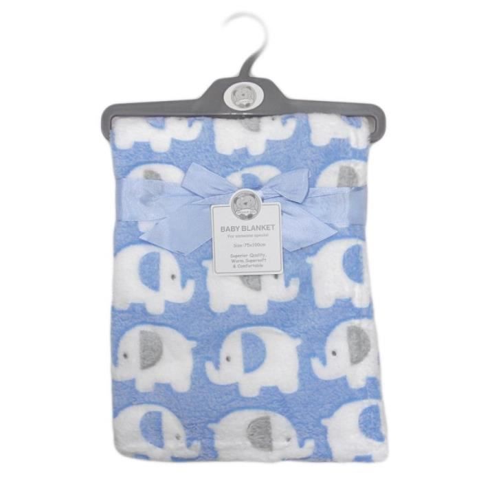 Couverture Bebe Plaid Polaire Microfibre Garcon Bleu Elephants Cdiscount Puericulture Eveil Bebe