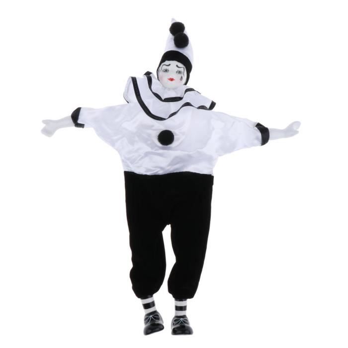 Poupée Clown En Porcelaine Et Tissu - À Grelot, Sur Balançoire, Hauteur 65 Cm, Neuve (style Ancien)