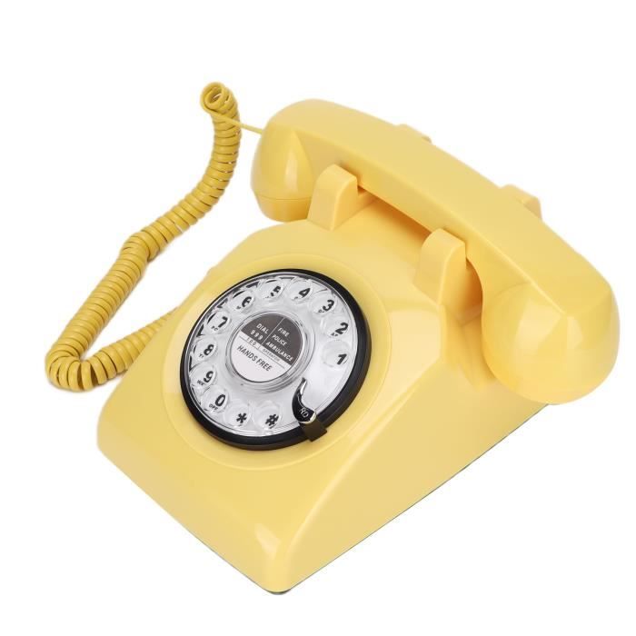 HURRISE ligne fixe vintage Téléphone fixe à cadran rotatif rétro des années 60 à cadran rotatif