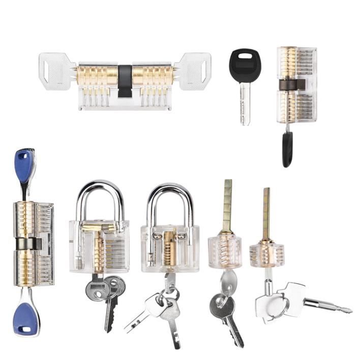 TPM Go Lot De 5 Cadenas Transparents Avec 24 Outils De Crochetage Pour Serrurier Professionnel