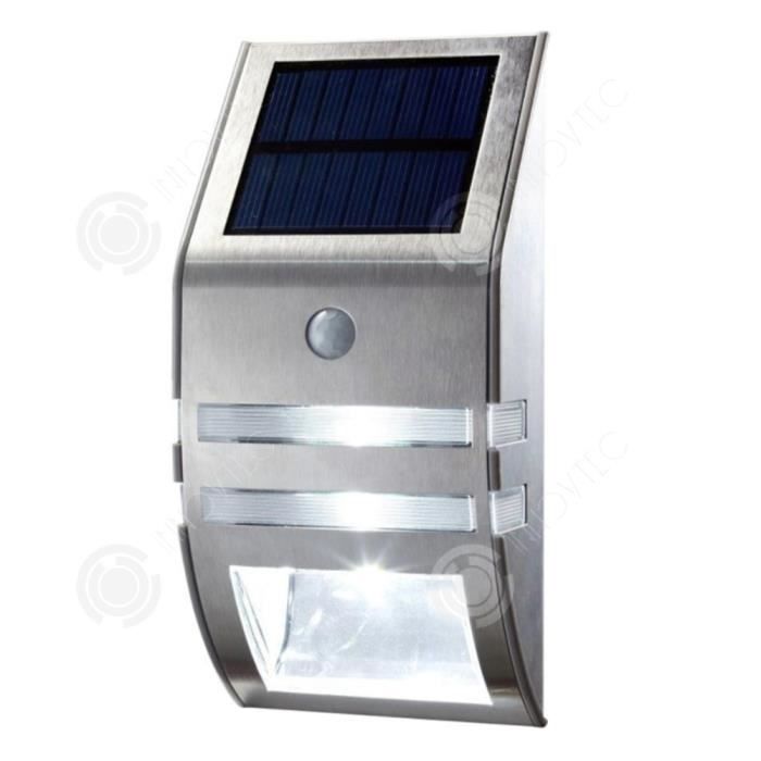 INN® Applique solaire murale acier inoxydable pour capteur corps humain Lumière de couloir LED Lumière solaire jardin à haute lumino