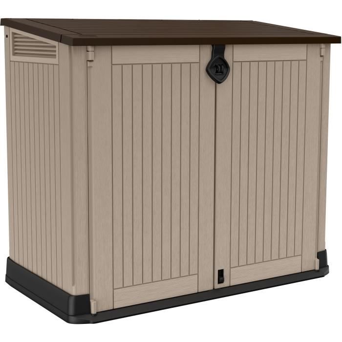 Keter C de rangement extérieur en résine 880 litres Beige et marron- Malle de jardin sans vérins - vue 1