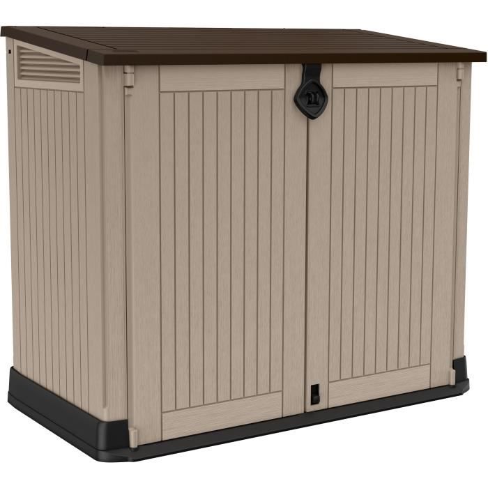 KETER - Coffre de rangement extérieur en résine 880 litres Beige et marron-  Malle de jardin sans vérins - Cdiscount Jardin