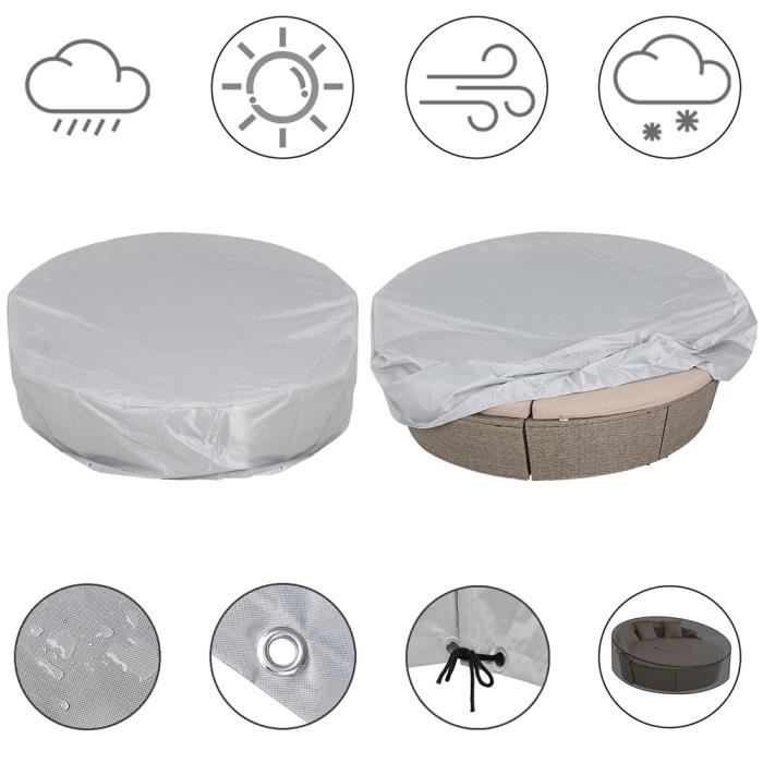 PROUH Bache Salon de Jardin Ronde 45x25cm 420D Oxford,45x25cm Housse Table de jardim Protection Ext/érieure R/ésistante Imperm/éable de Meubles B/âche de Protection /Étanche
