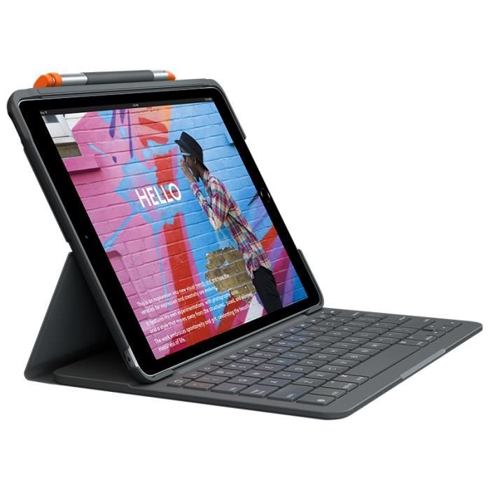 Logitech Slim Folio Clavier et étui sans fil Bluetooth QWERTZ Allemand pour Apple 10.2 inch iPad 7ème génération 8ème génération 9ème génération - vue 2