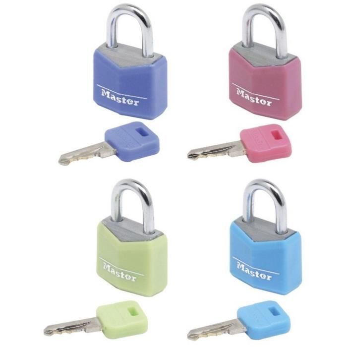 Petits Cadenas - MASTER LOCK - 9120EURQCOLNOP - Clés communes - Pack Familiale de 4 - Couleurs assor