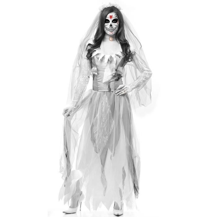 Halloween Mort Cadavre Mariee Costume Femme Longue Robe Cosplay Blanc Achat Vente Robe Cdiscount