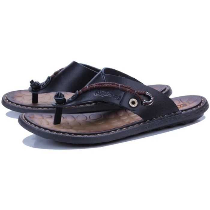 tongs noires homme