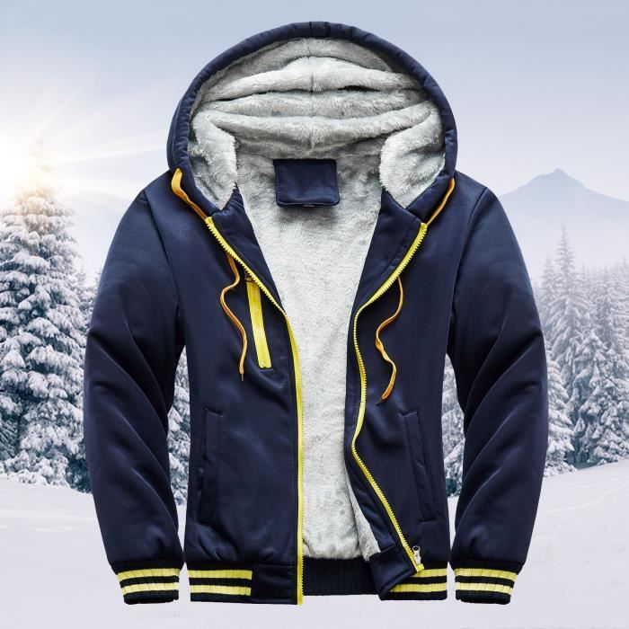 Sweat à capuche pour hommes hiver chaud Villus Zipper pull veste Sweat à capuche pour hommes hiver chaud Villus Zipper pull veste
