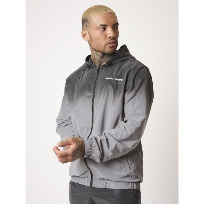 Veste a capuche degrade reflechissante PROJECT X PARIS Homme Gris Gris Cdiscount Pret a Porter