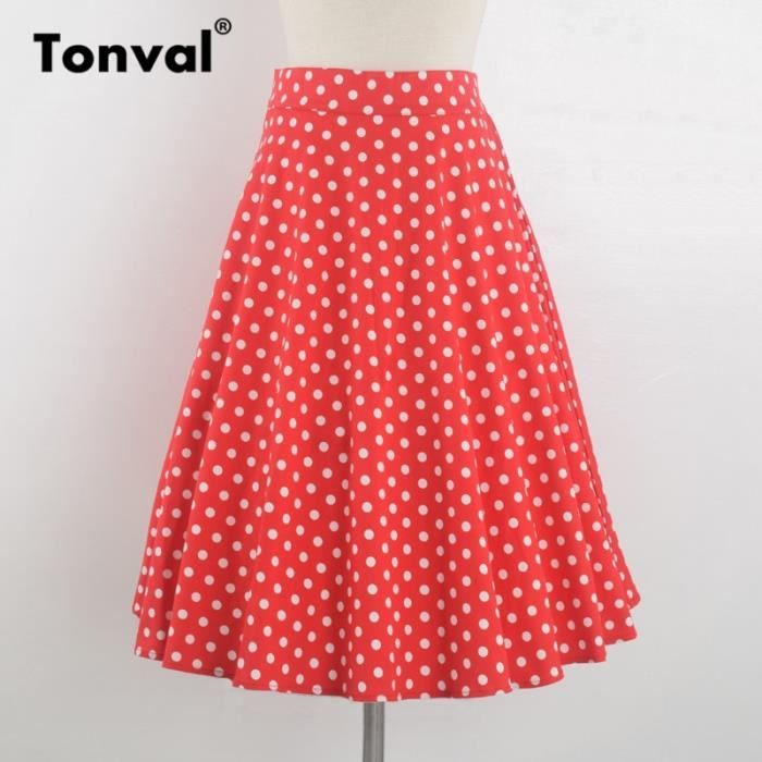 Jupe,Tonval �?? jupe trap?�ze Vintage en coton, grande taille, imprim?� Floral r?�tro, Midi, pour 