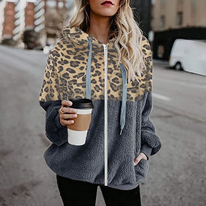 Manteau hot sale leopard gris